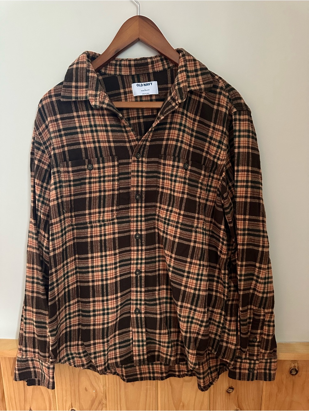 Old Navy Brown & Tan Plaid Men's Button-Down Shirt